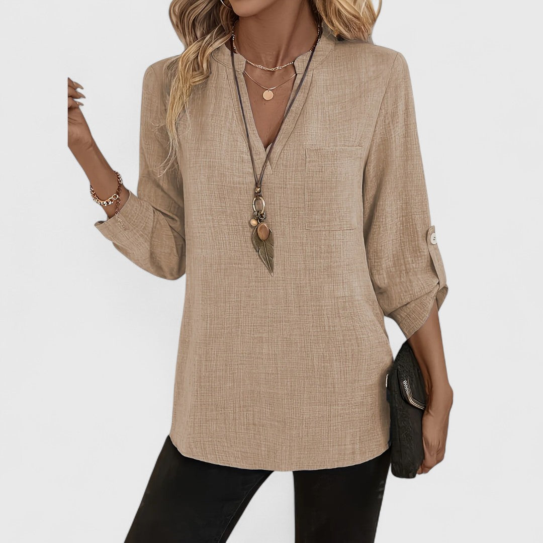 Jennifer - Chic Long Sleeve V-Neck Blouse