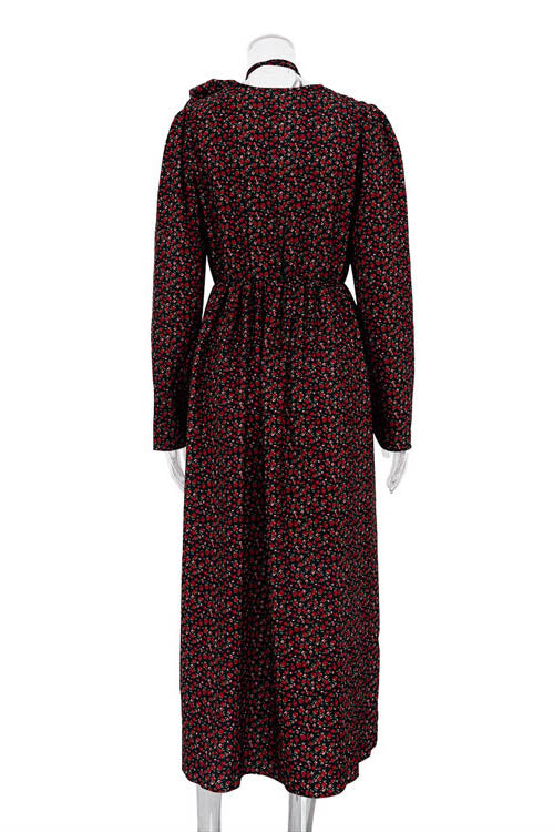 V-Neck Midi Dress with Bertha Floral Design