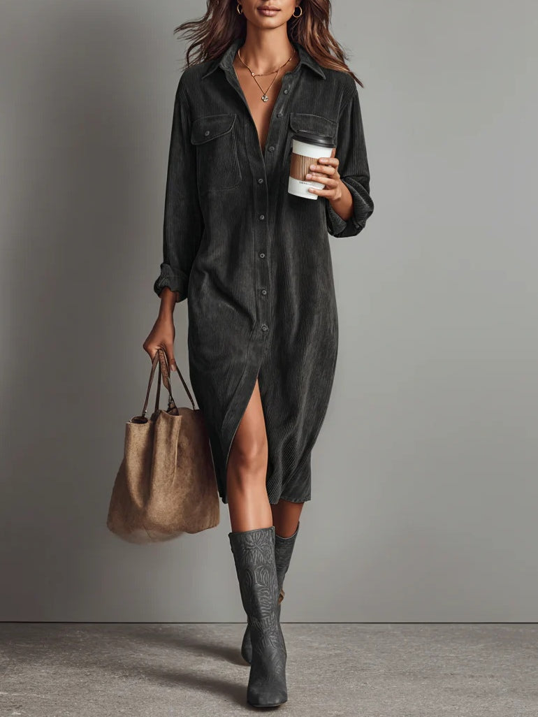 Zora - Relaxed Corduroy Midi Dress