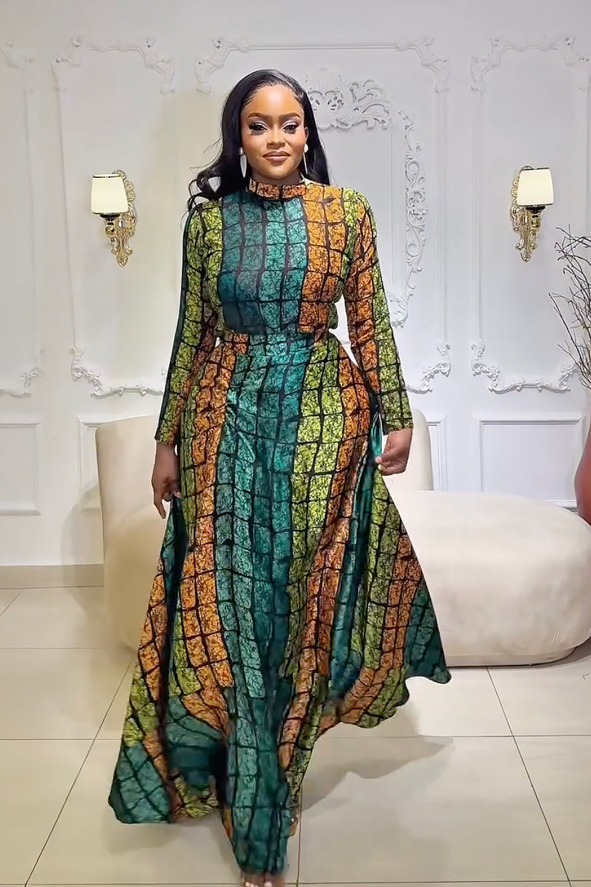 Royal Emerald Kente Skirt Set