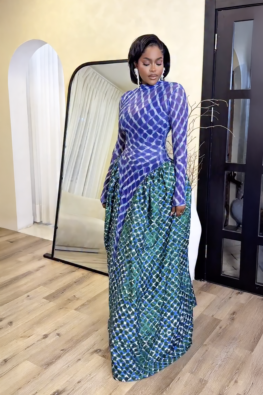 Maxi Dress with Mermaid Scale Design