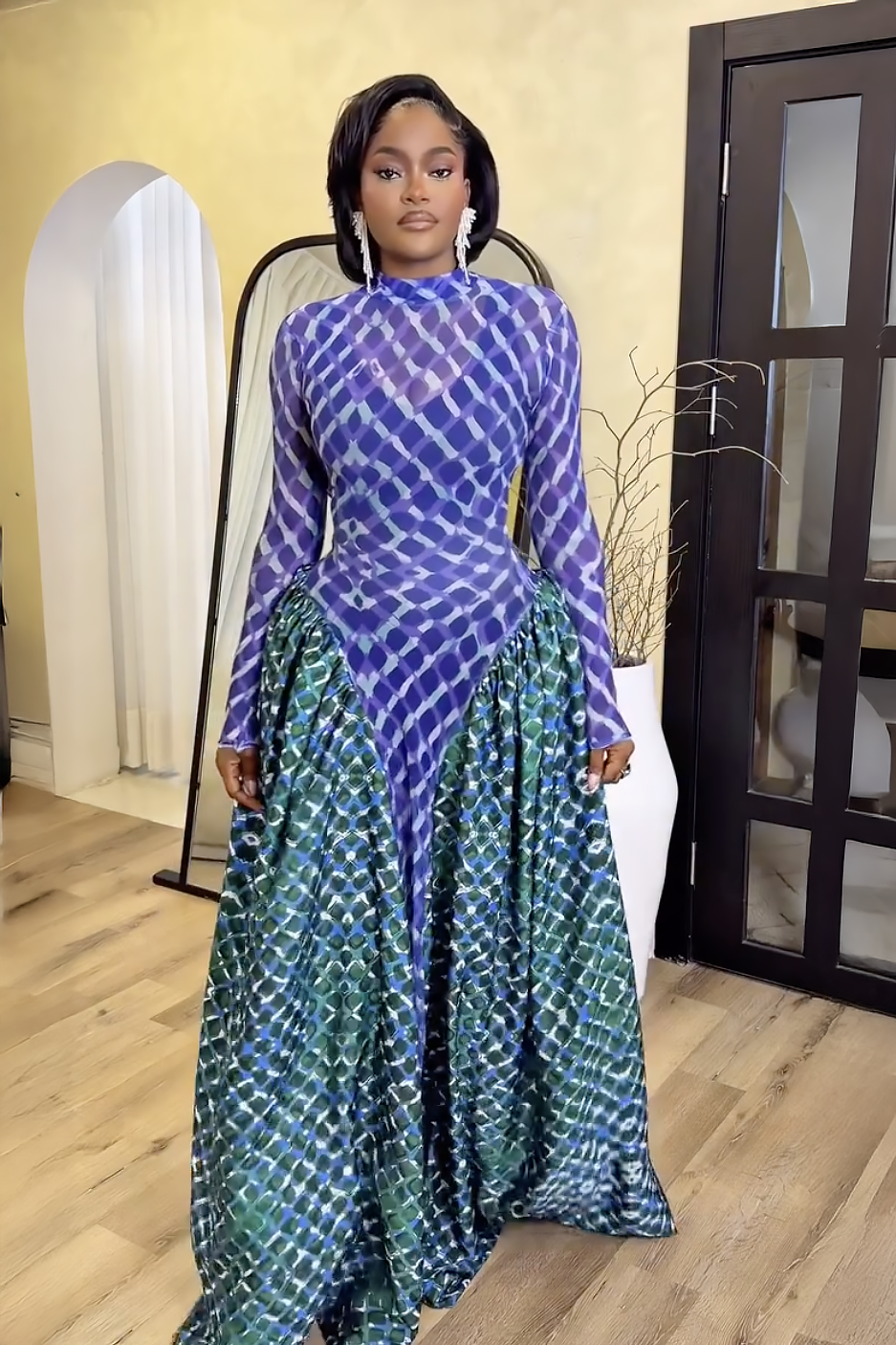 Maxi Dress with Mermaid Scale Design