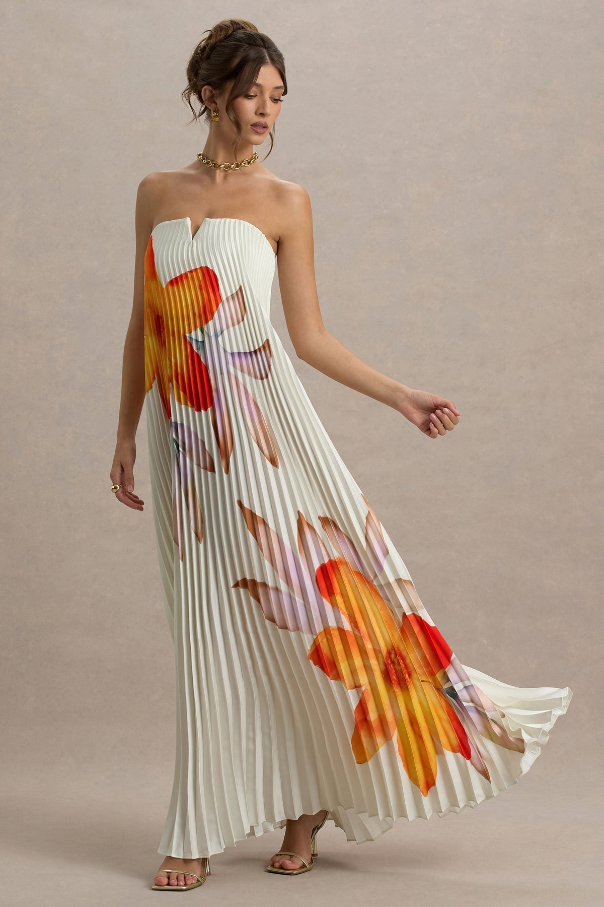 Sweetheart Maxi Dress in Orange Floral