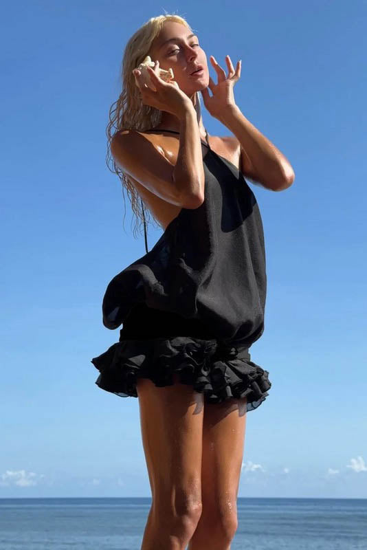 Backless Mini Dress with Coastal Kiss Halter Design