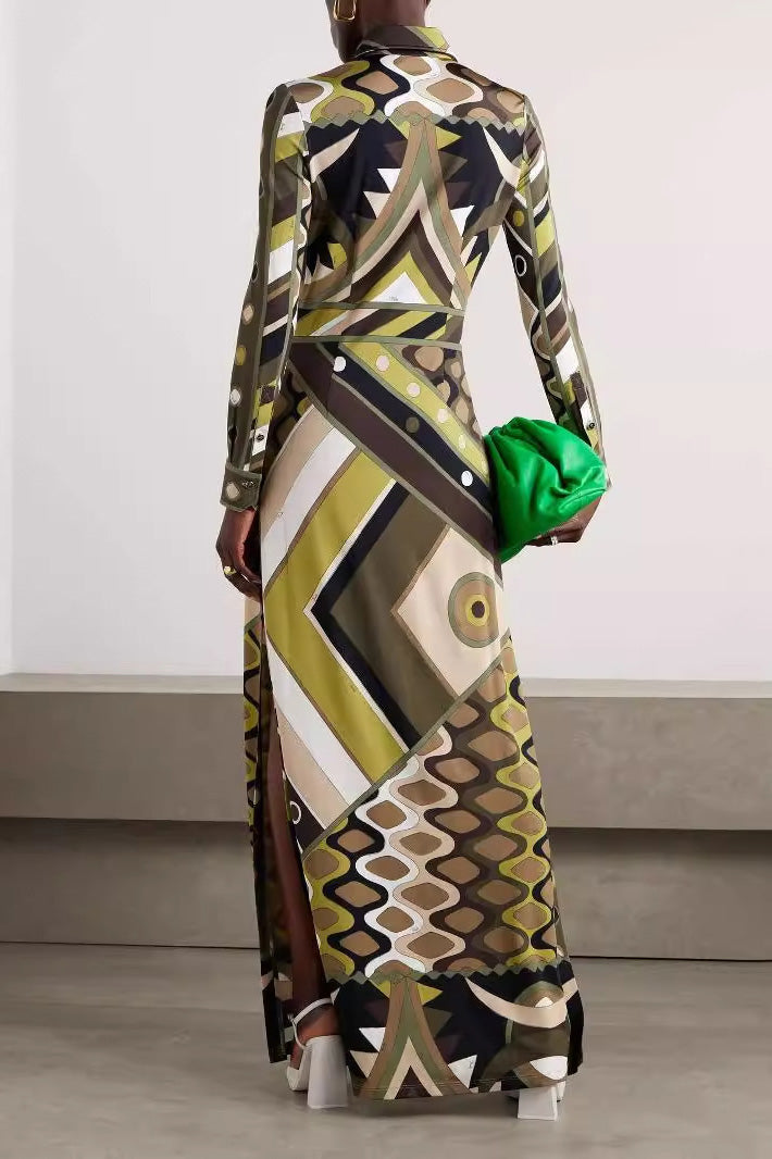 Vintage-Inspired Abstract Print Dress for Women
