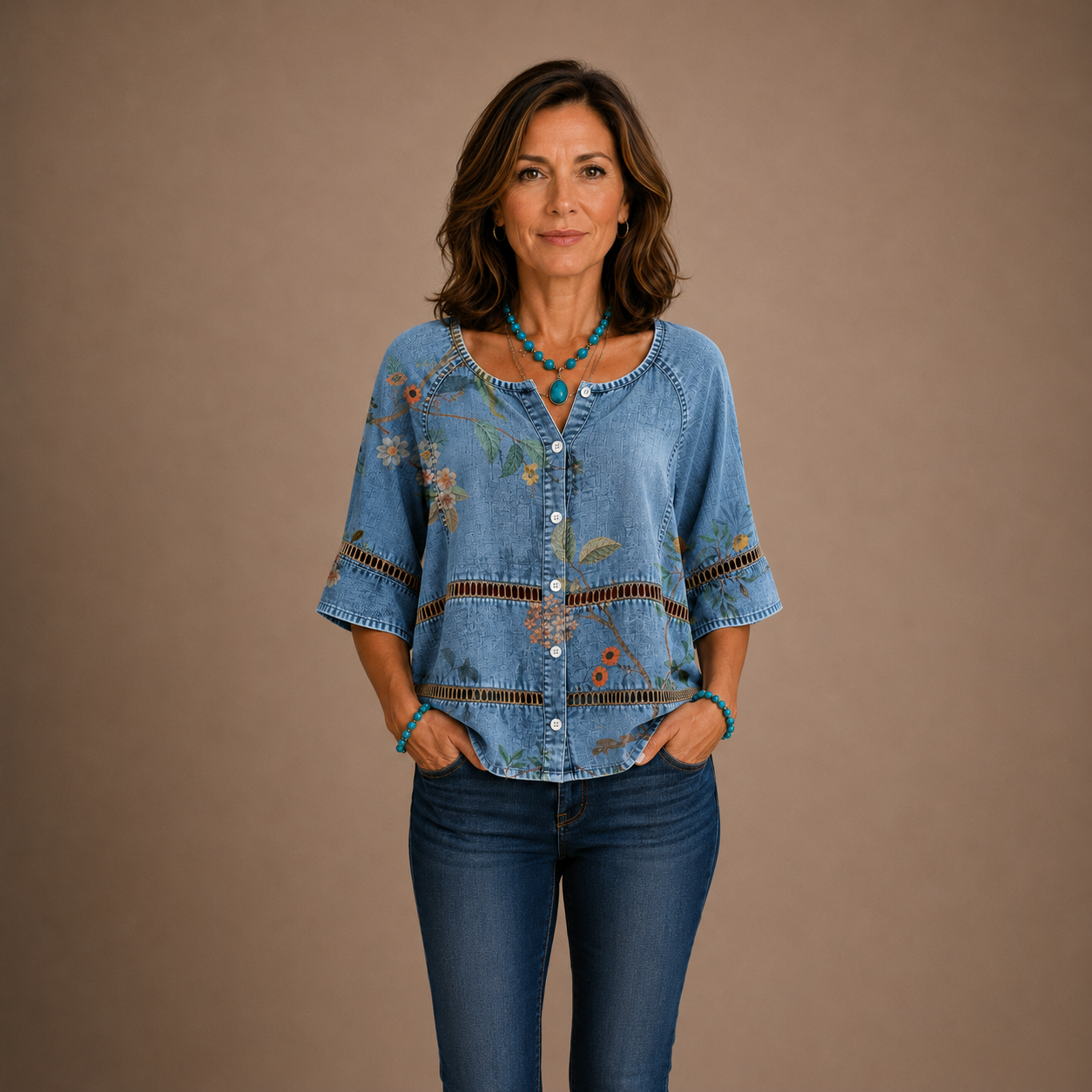Romina - Vintage Floral Print Blouse