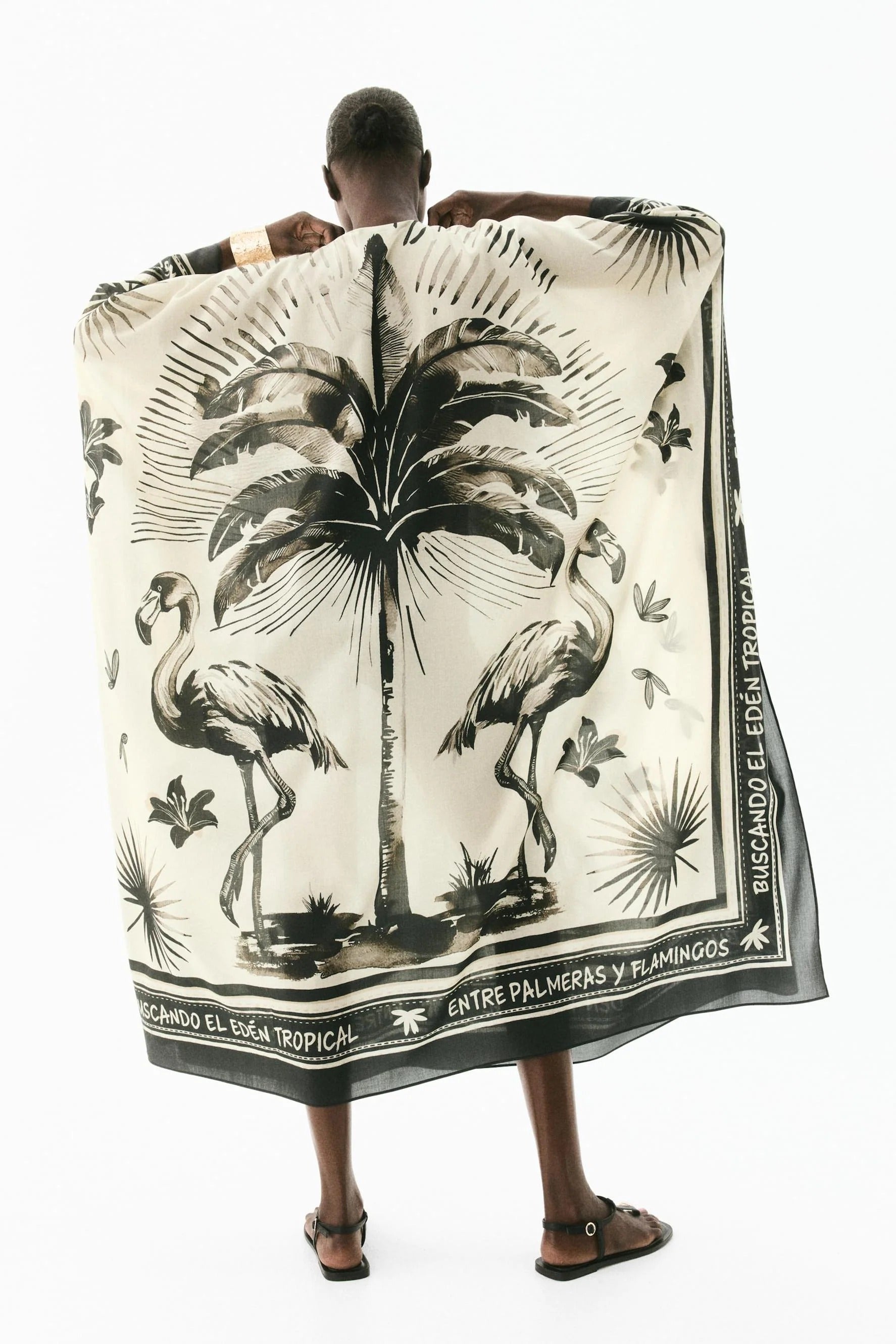 Extra-Large Flamingo Print Kaftan Maxi Dress