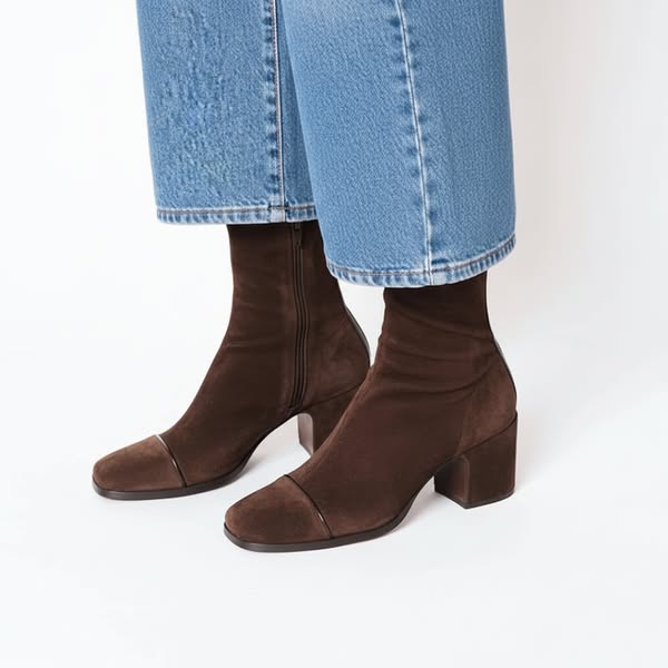Victoria | Square-Toe Heeled Ankle Boots