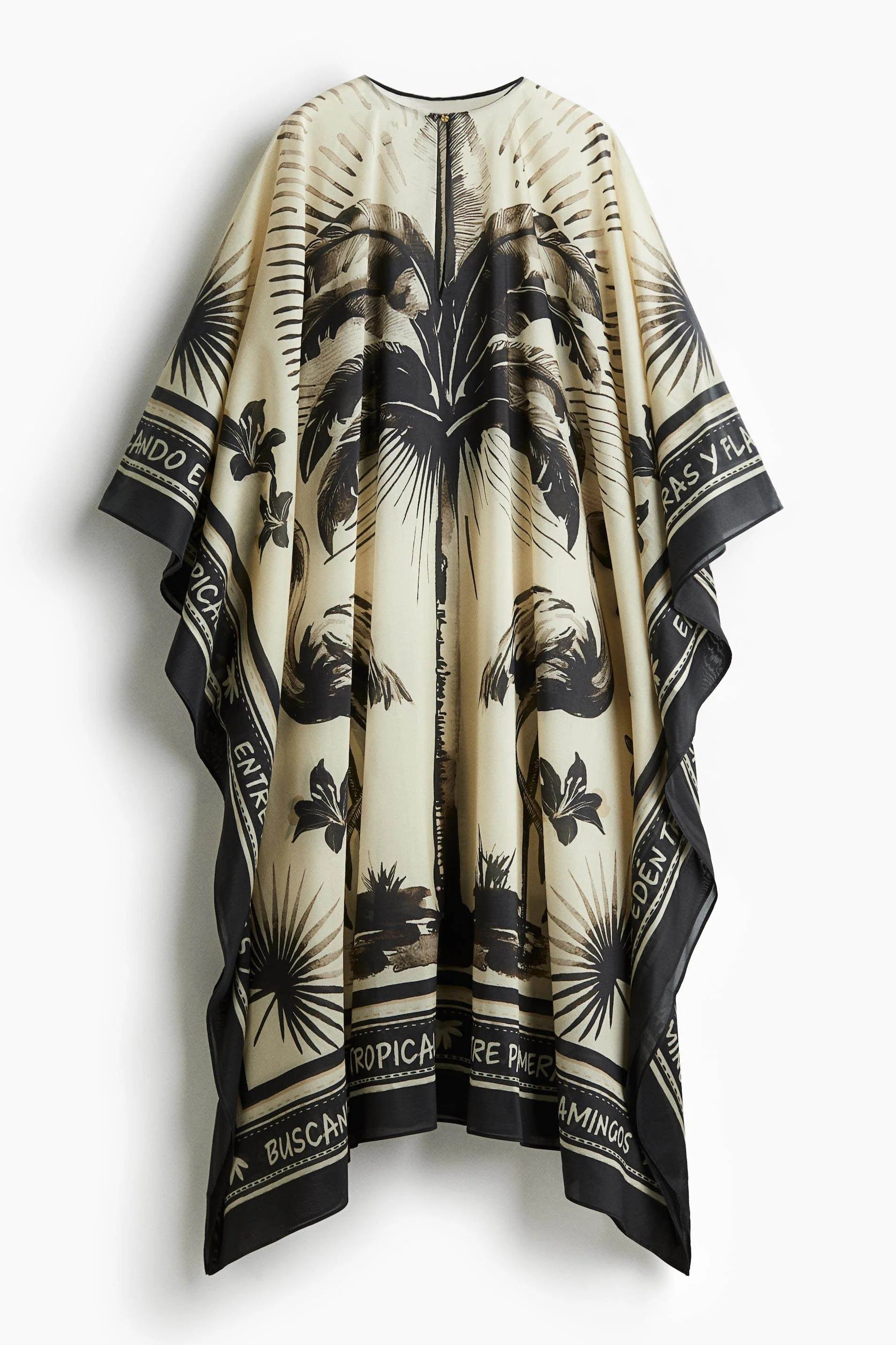 Extra-Large Flamingo Print Kaftan Maxi Dress