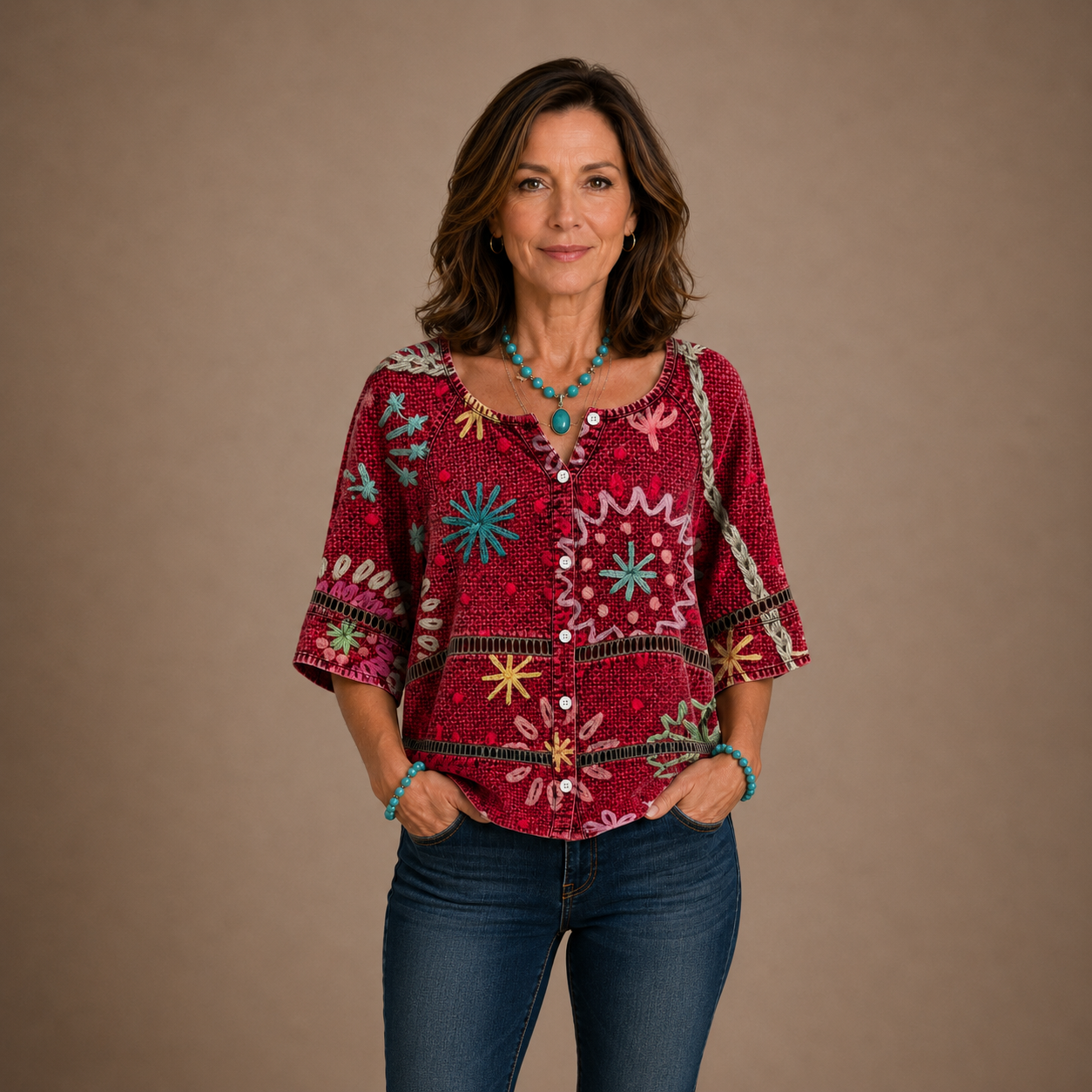 Romina - Vintage Floral Print Blouse