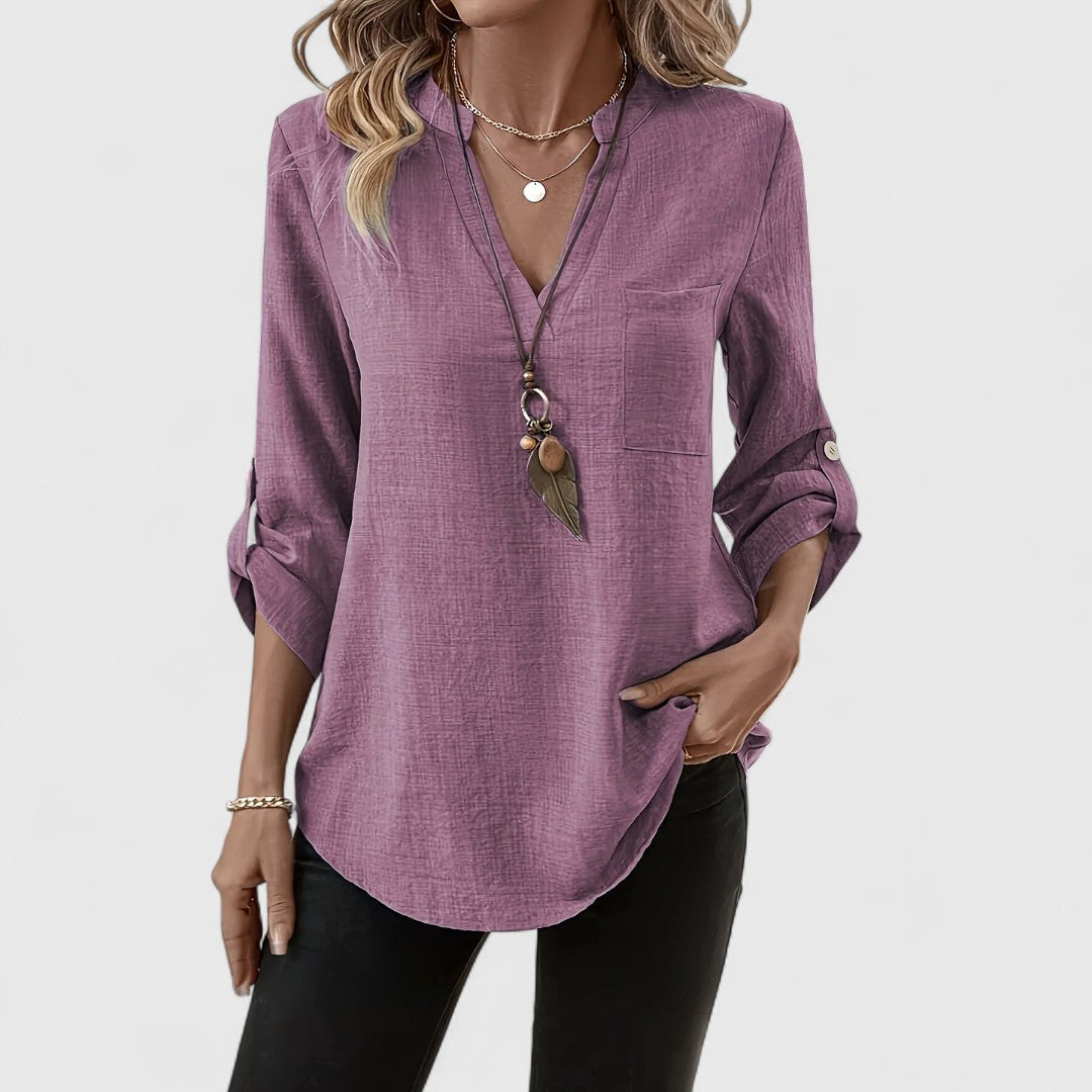 Jennifer - Chic Long Sleeve V-Neck Blouse