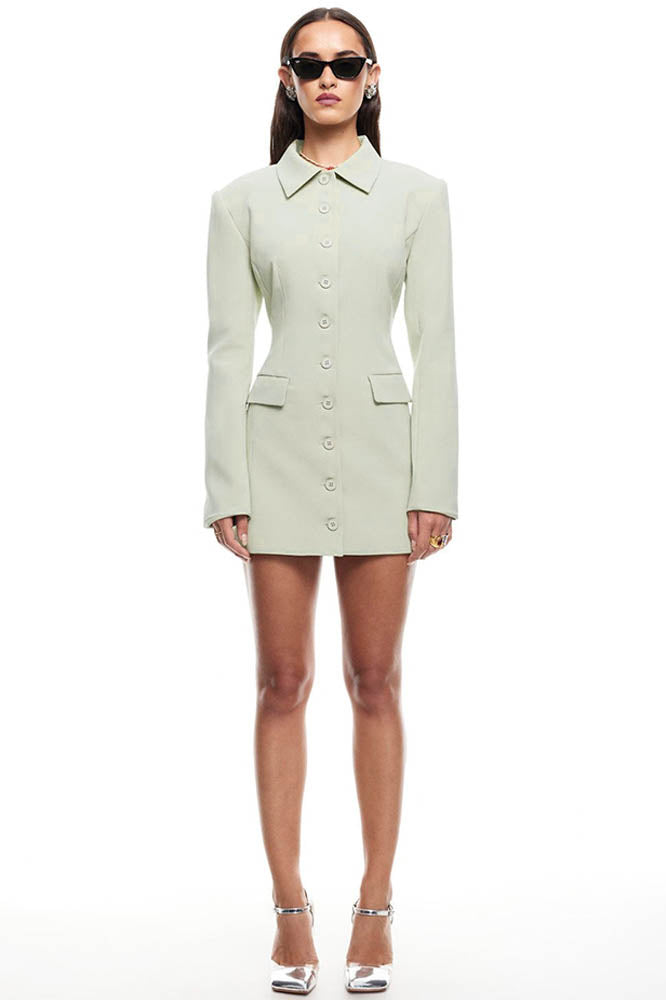 Chic French-Inspired Long Sleeve Blazer Mini Dress