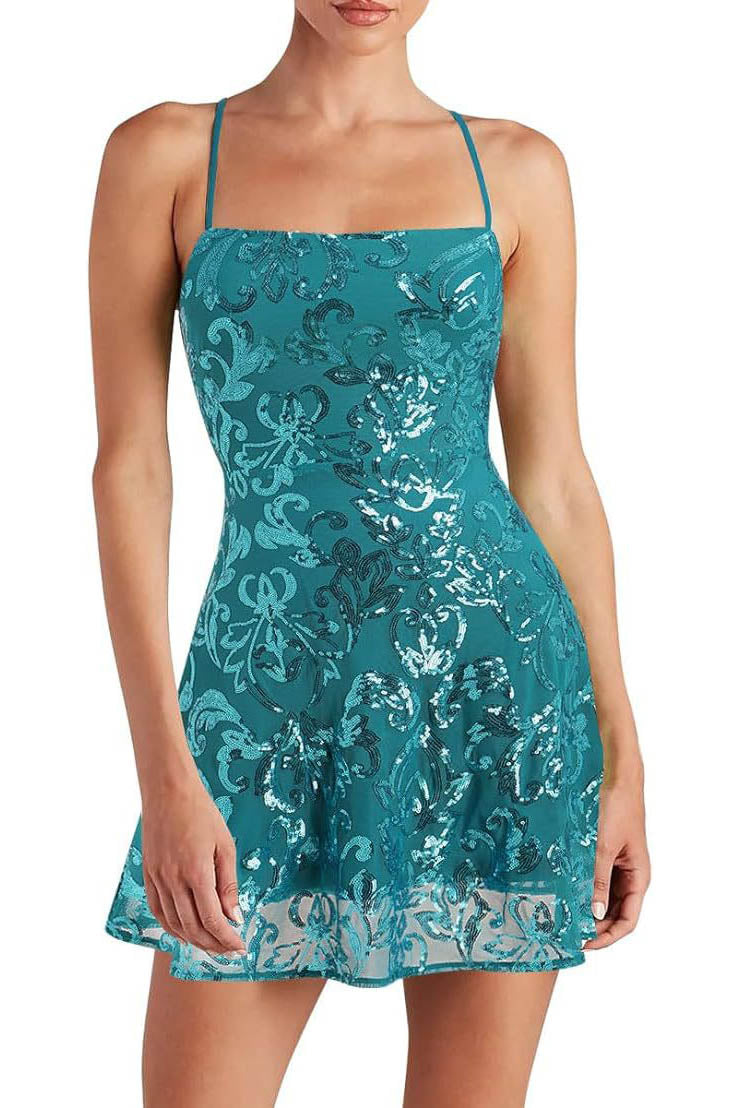 Strapless Sequin Mini Dress with Sleeveless Design