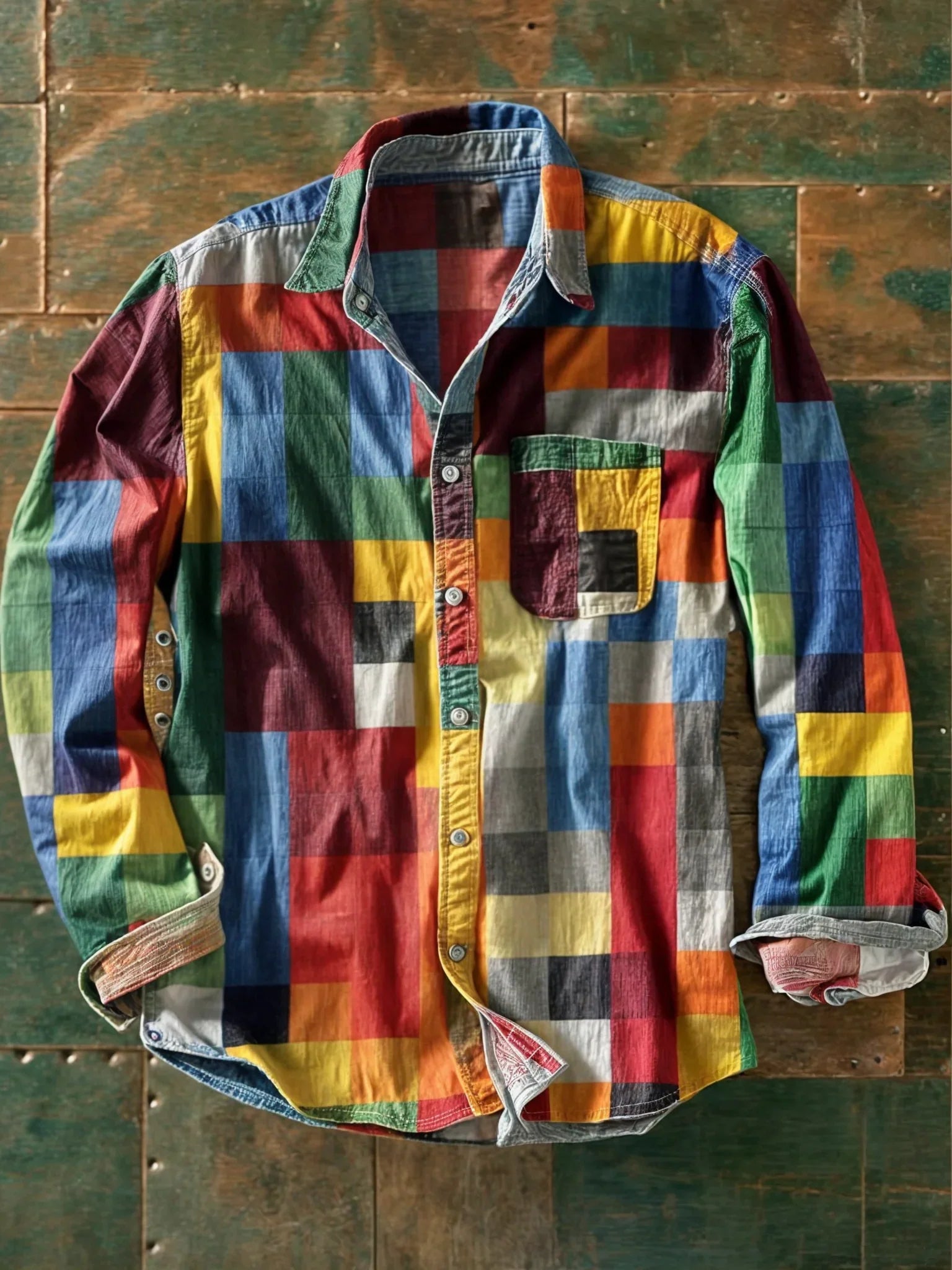 Callista - Multicolour Long Sleeve Patchwork Shirt