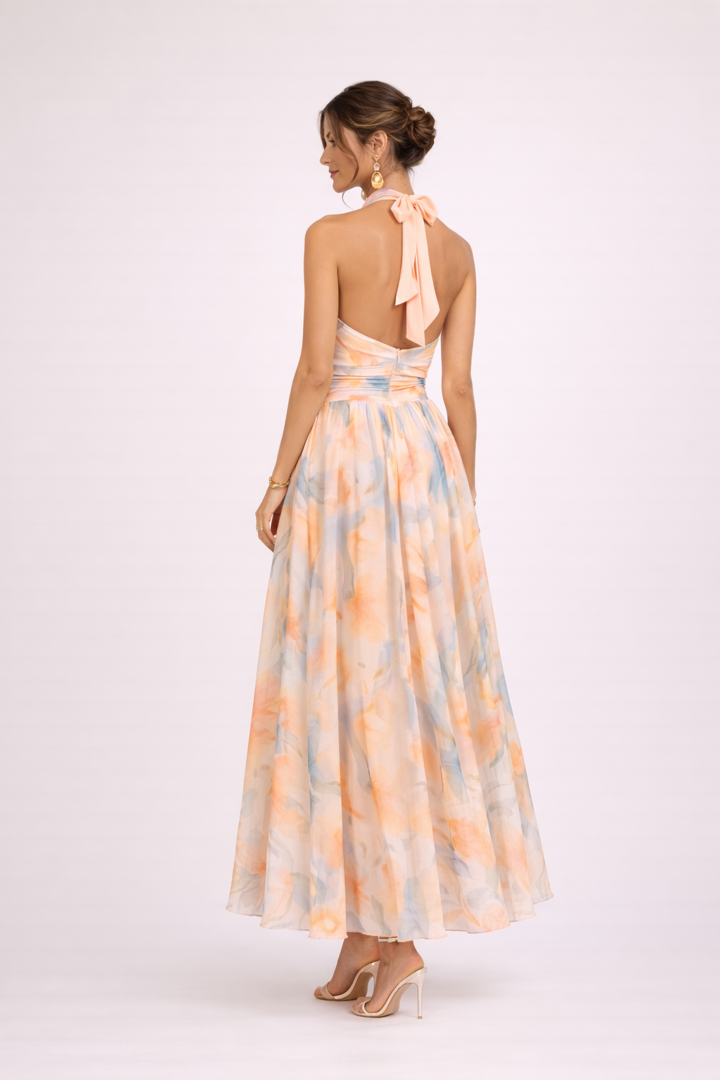 ÉLARA – Printed Halter Dress