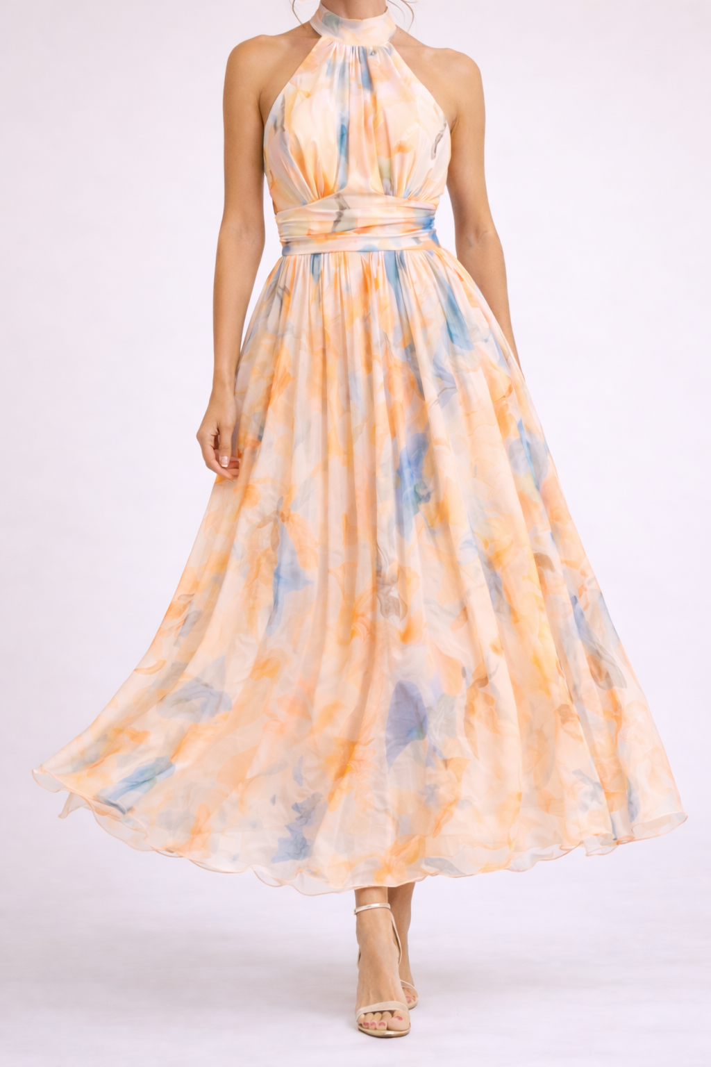 ÉLARA – Printed Halter Dress