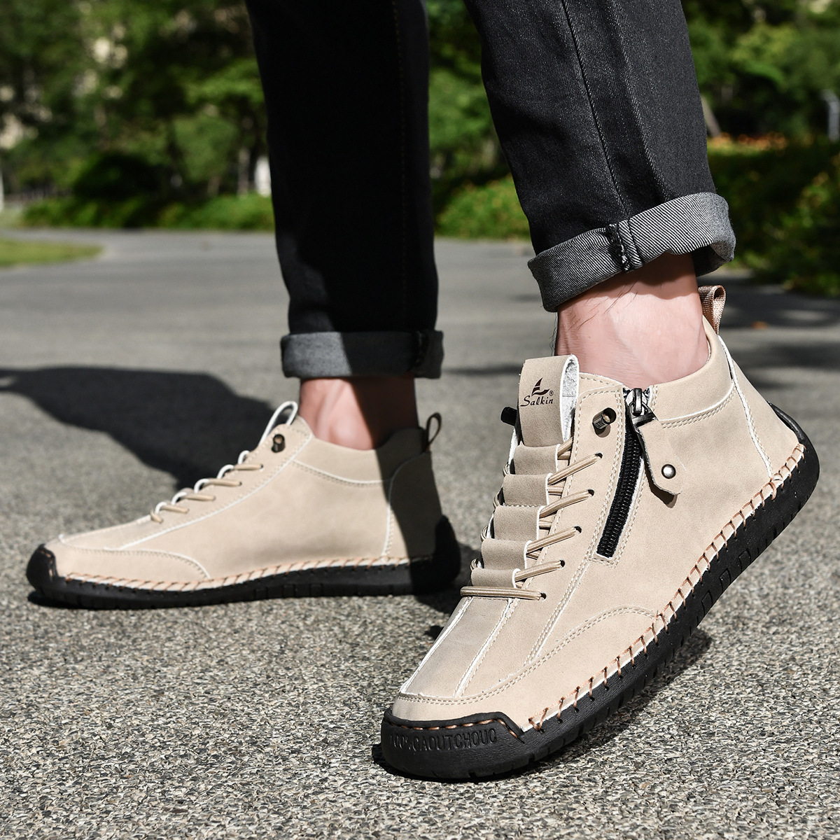Christian | Men's Nubuck Zip-Up Shoes