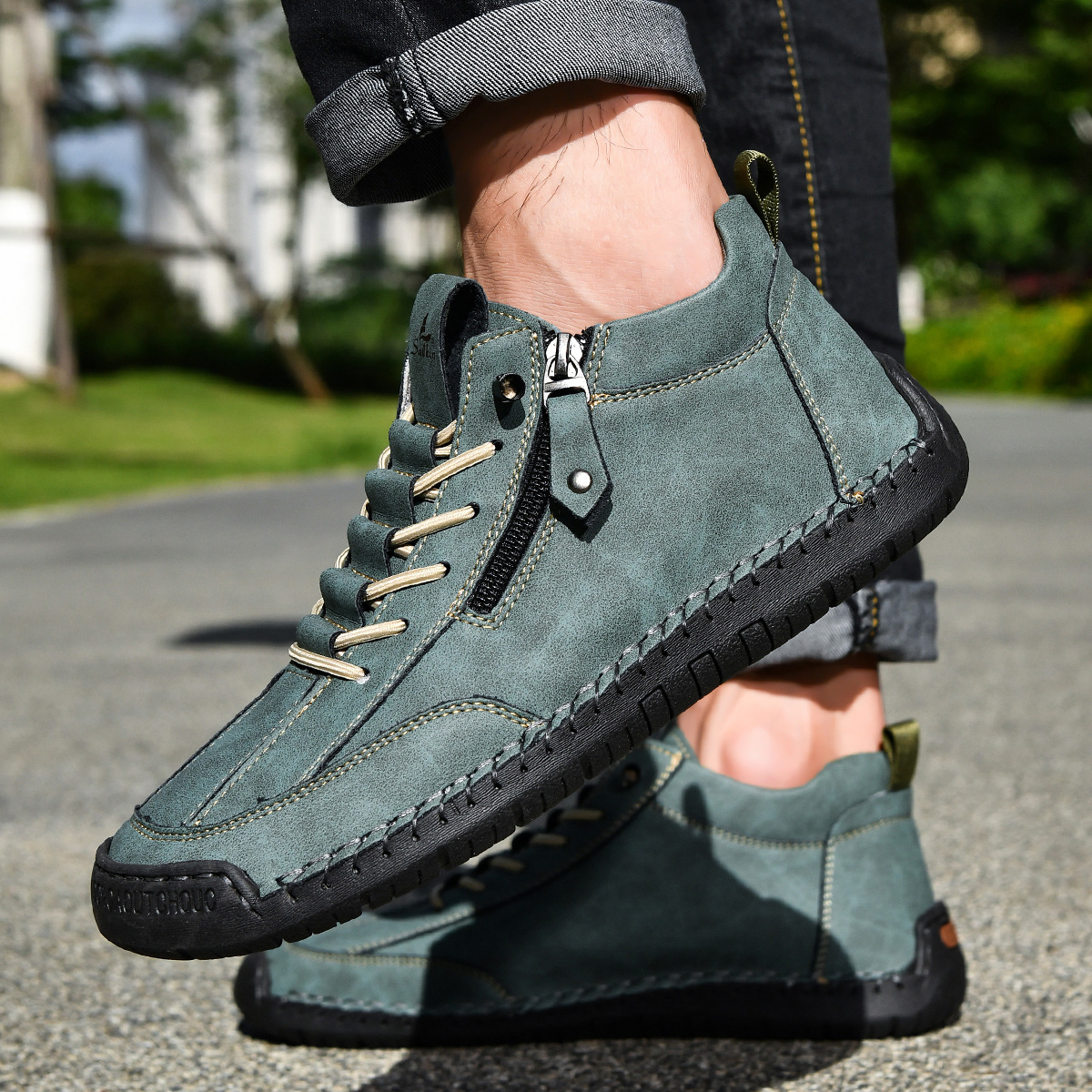 Christian | Men's Nubuck Zip-Up Shoes