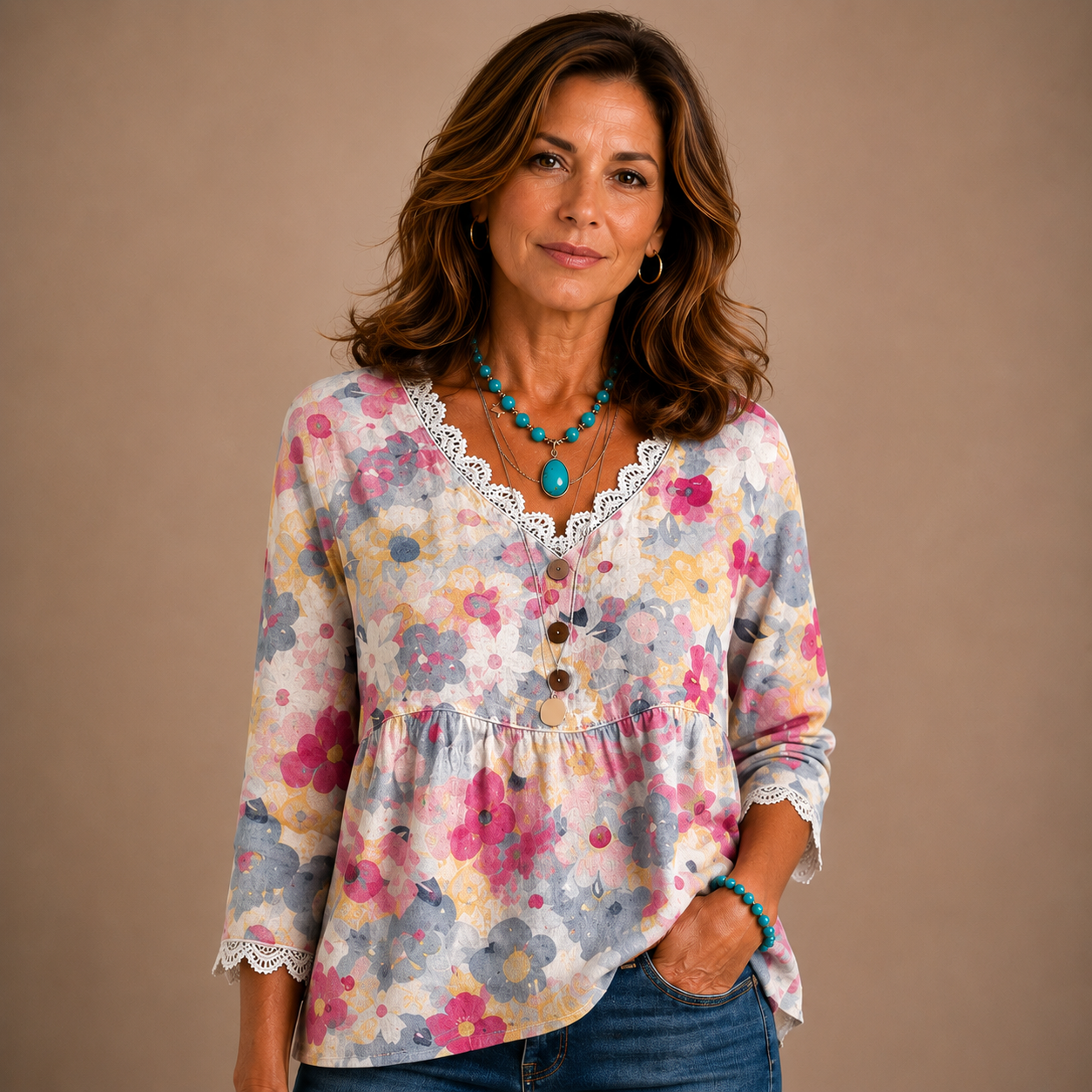 Fiorella - Vintage Floral Print Blouse