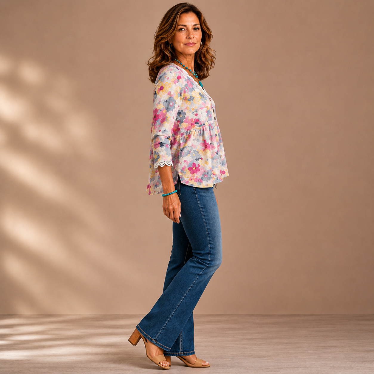Fiorella - Vintage Floral Print Blouse