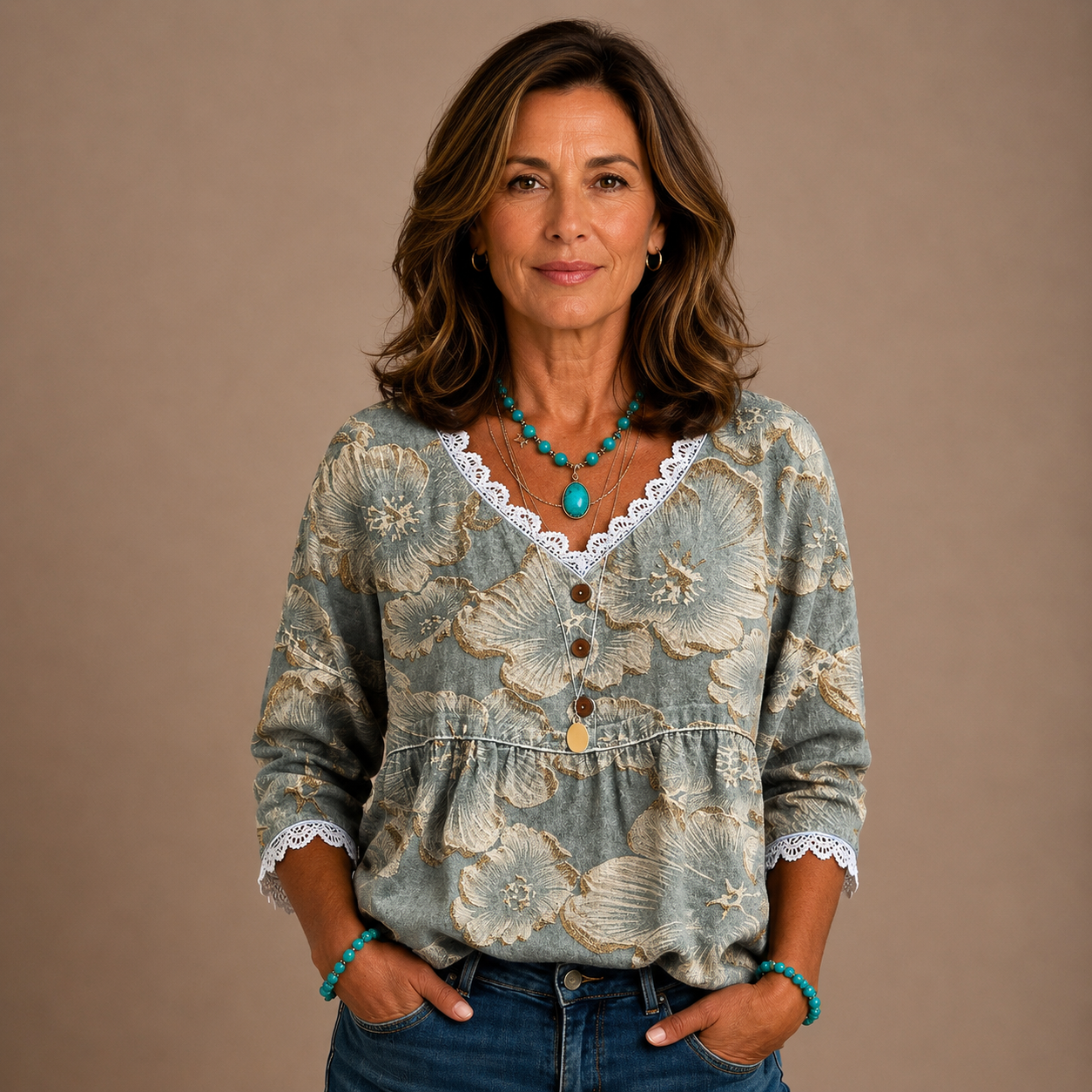 Fiorella - Vintage Floral Print Blouse