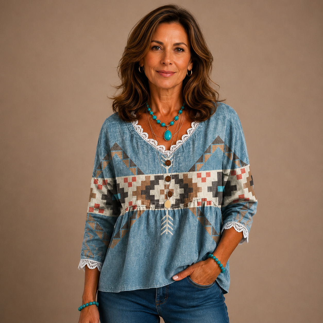Fiorella - Vintage Floral Print Blouse