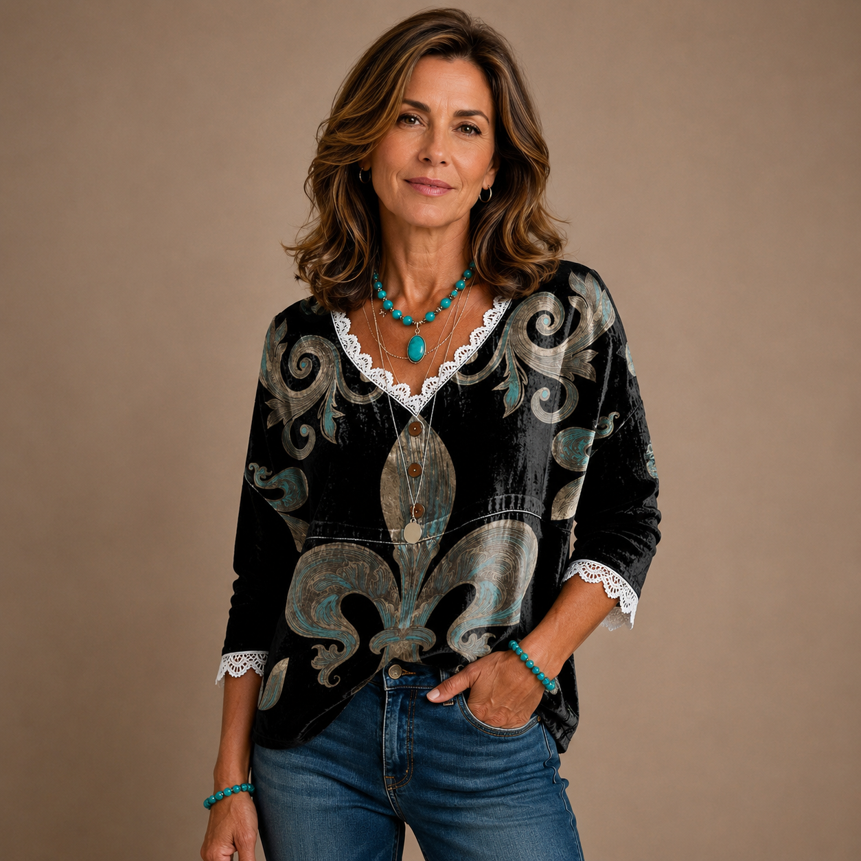 Fiorella - Vintage Floral Print Blouse