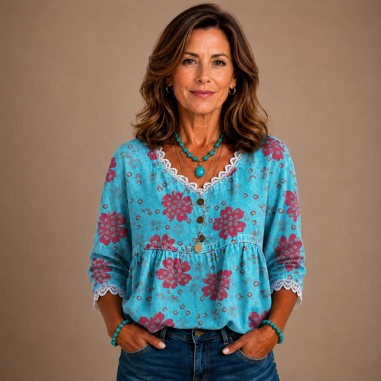 Fiorella - Vintage Floral Print Blouse