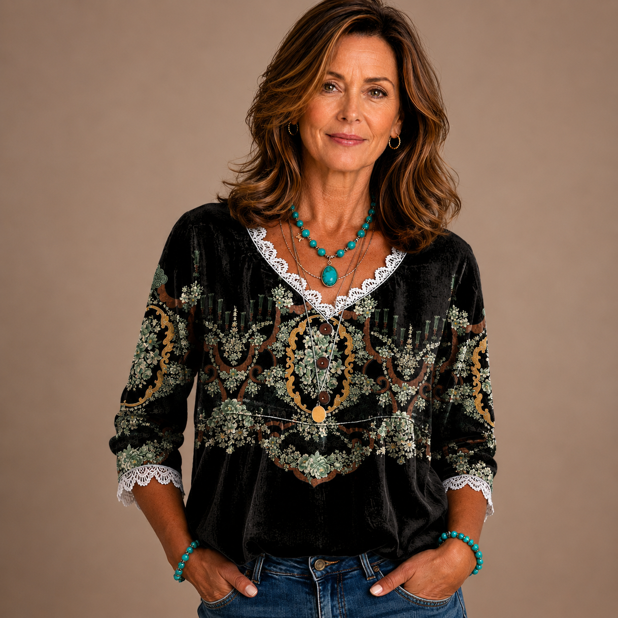Fiorella - Vintage Floral Print Blouse