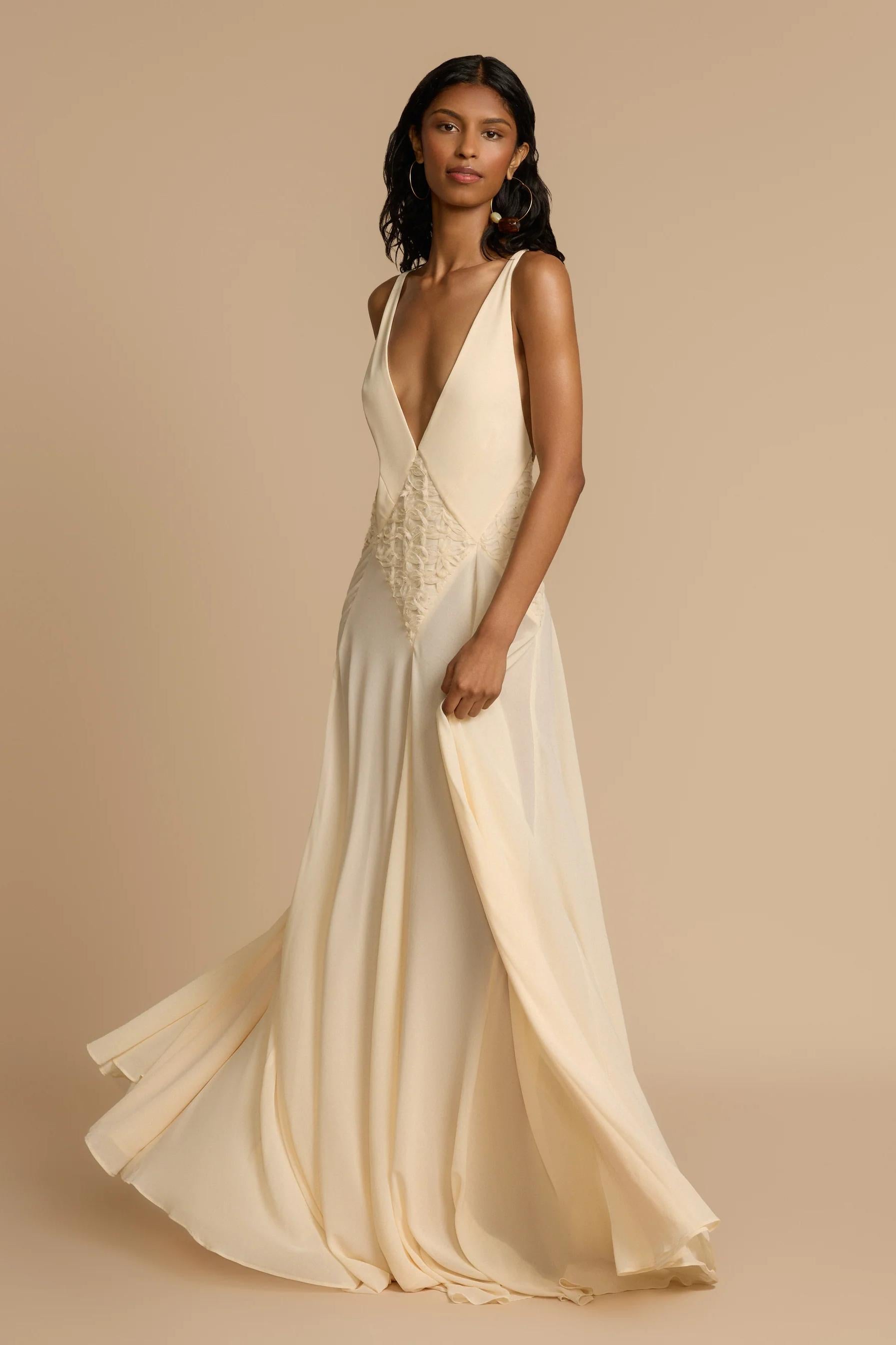 V Maxi Dress with Plunging Neckline - Lavinia