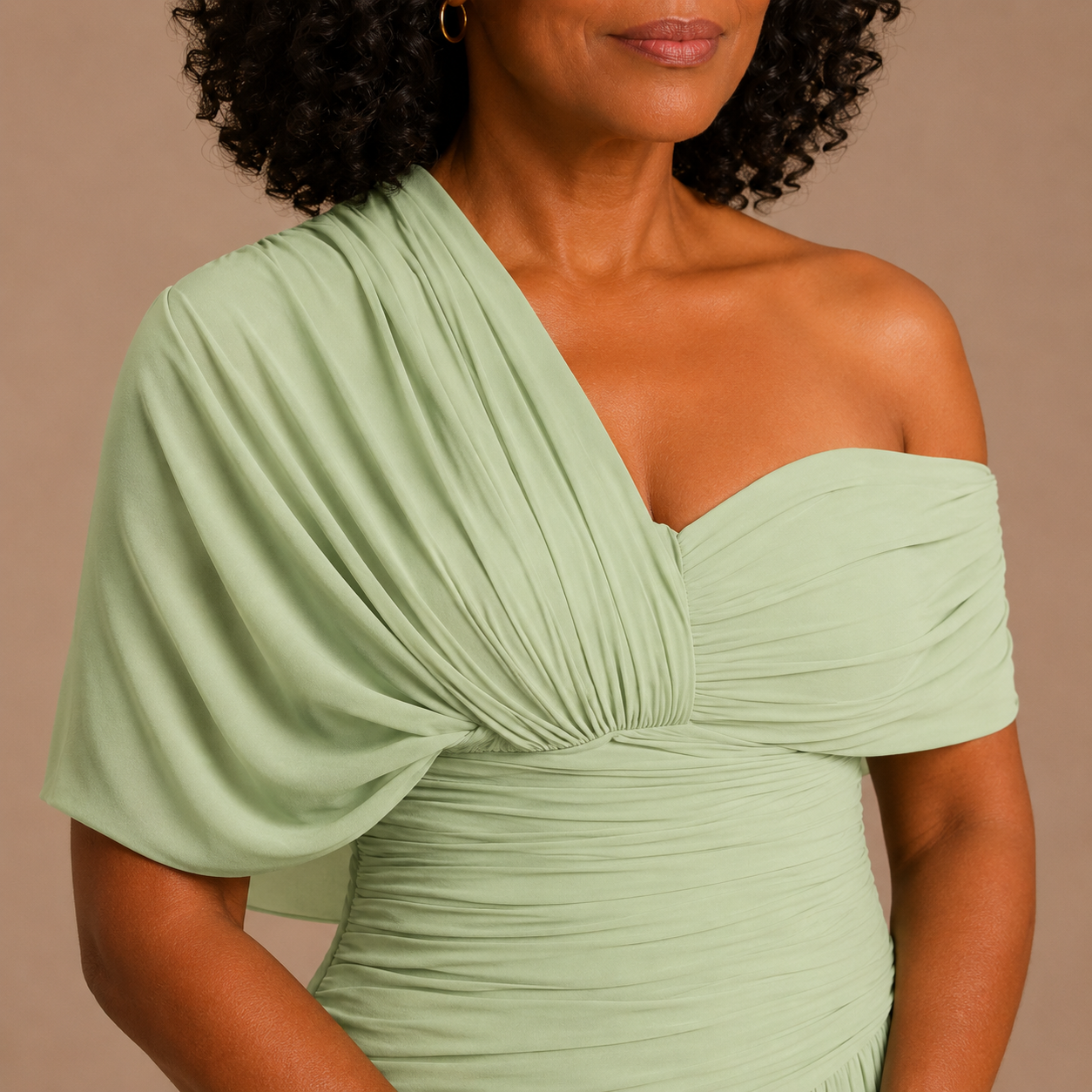 Lorelai - Mint Green Ruched Chiffon Maxi Dress