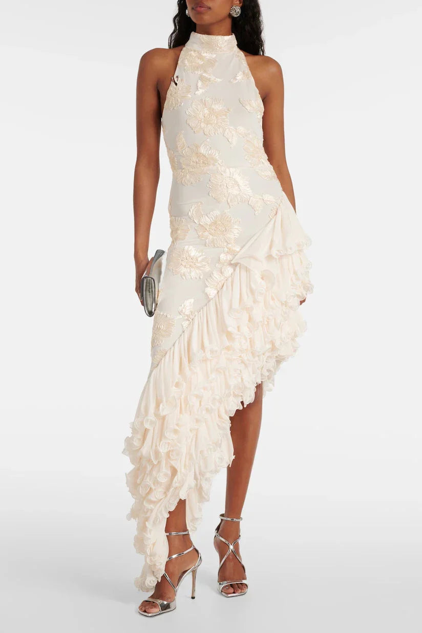 Maxi Dress with Floral Appliqué