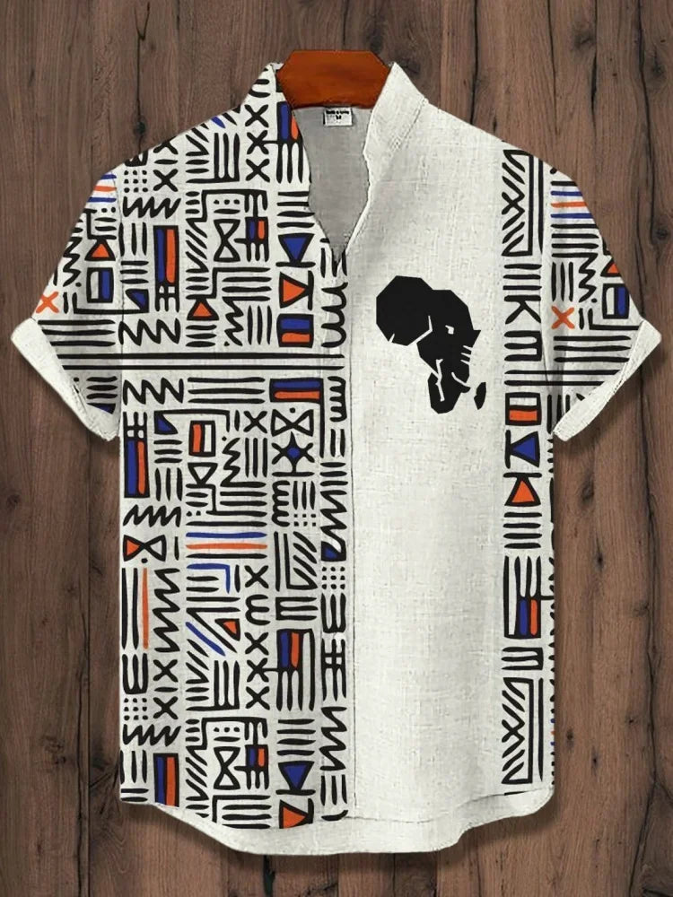 Liam - Retro Graphic Linen Shirt