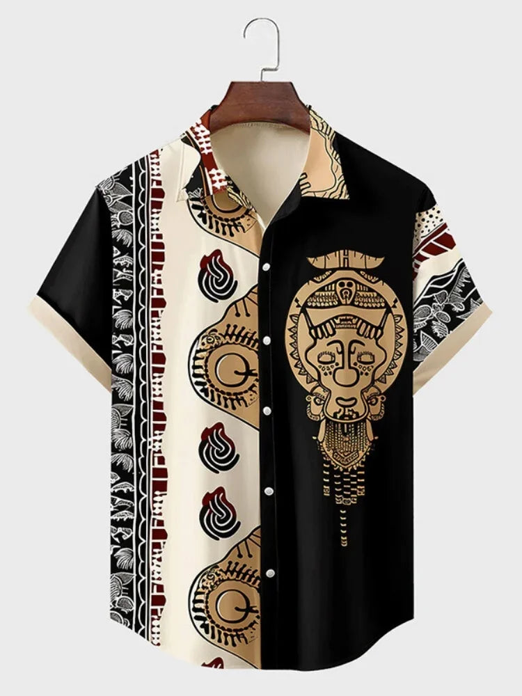 Fintan - Artisan Print Linen Shirt