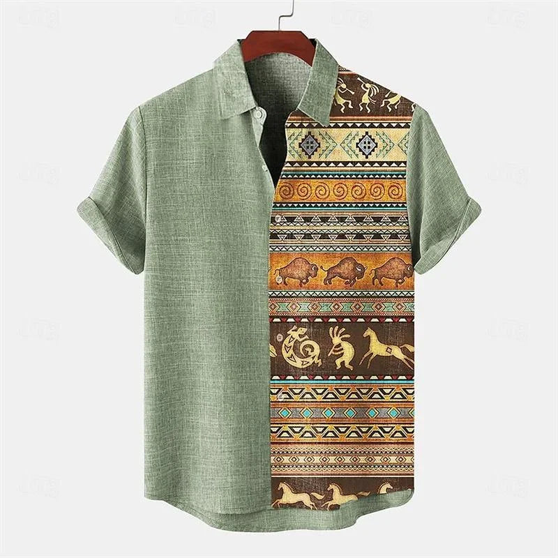 Cian - Tribal Linen Summer Shirt