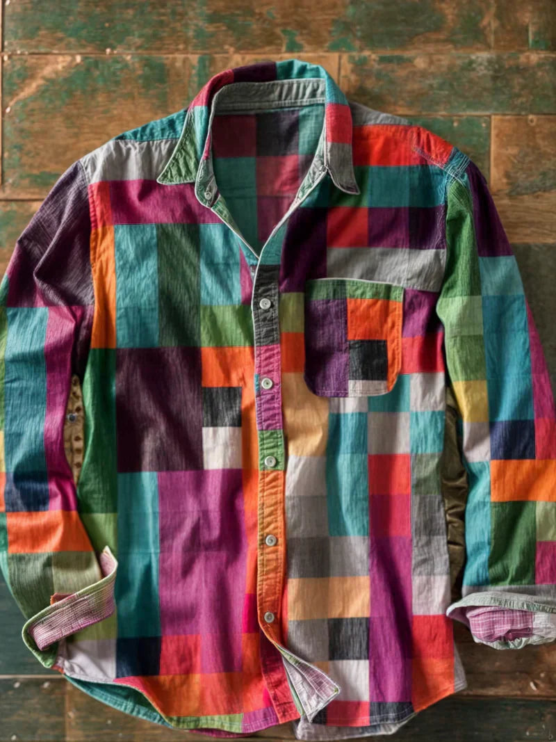 Callista - Multicolour Long Sleeve Patchwork Shirt