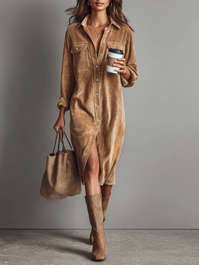Zora - Relaxed Corduroy Midi Dress