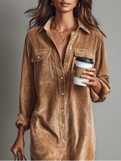 Zora - Relaxed Corduroy Midi Dress