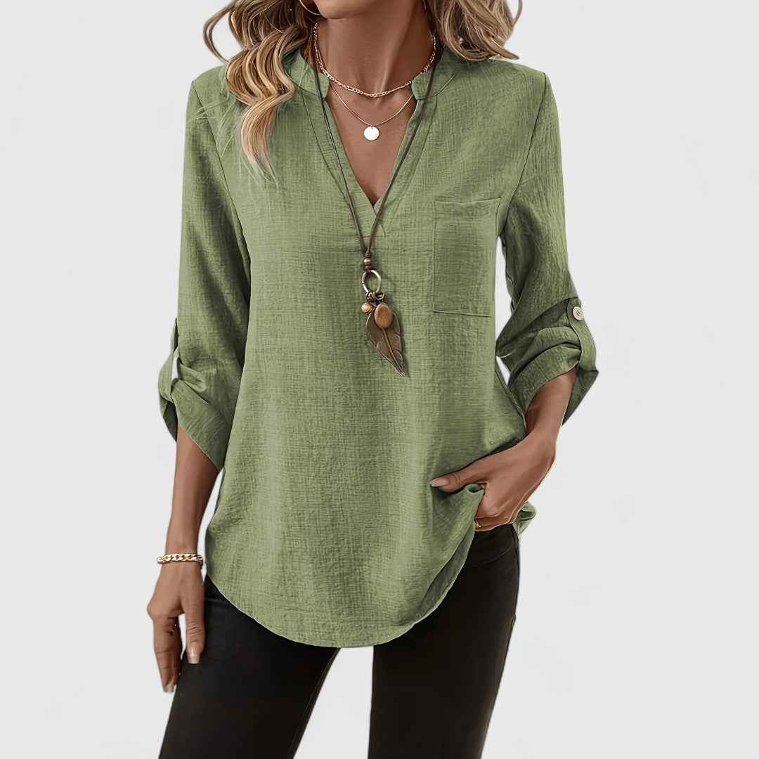 Jennifer - Chic Long Sleeve V-Neck Blouse