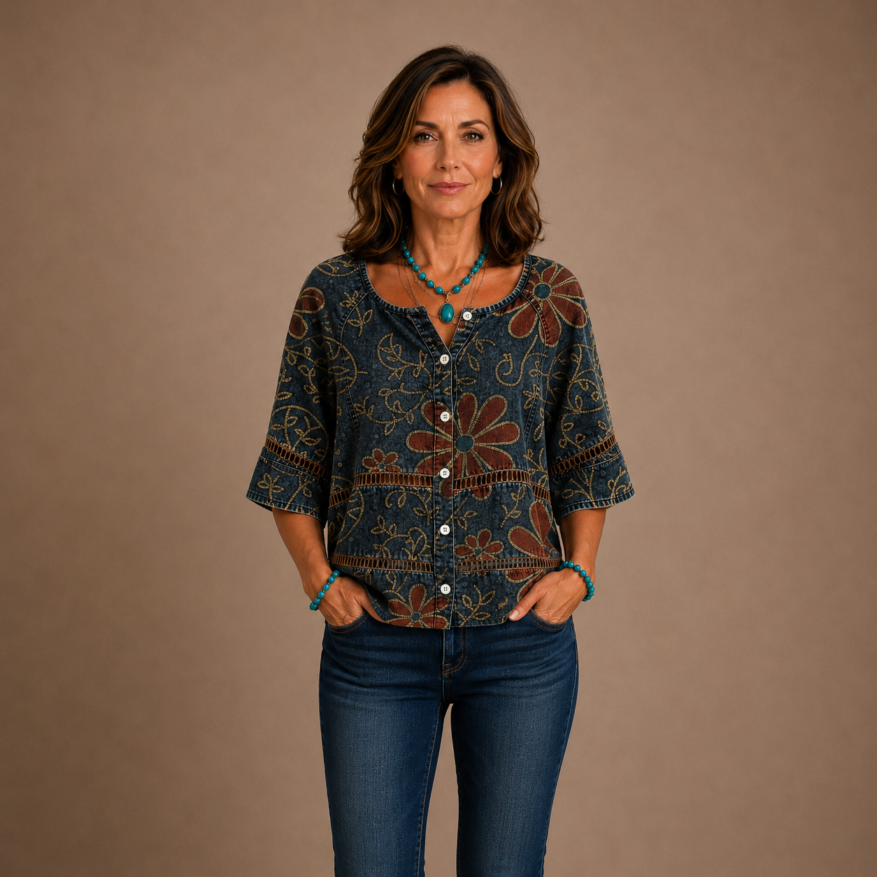 Romina - Vintage Floral Print Blouse