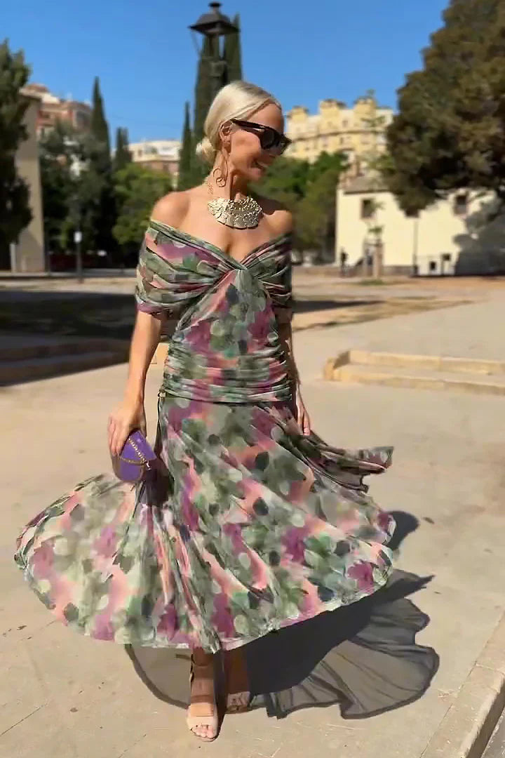 Chic V-Neck Floral Print Maxi Dress for Special Occasions