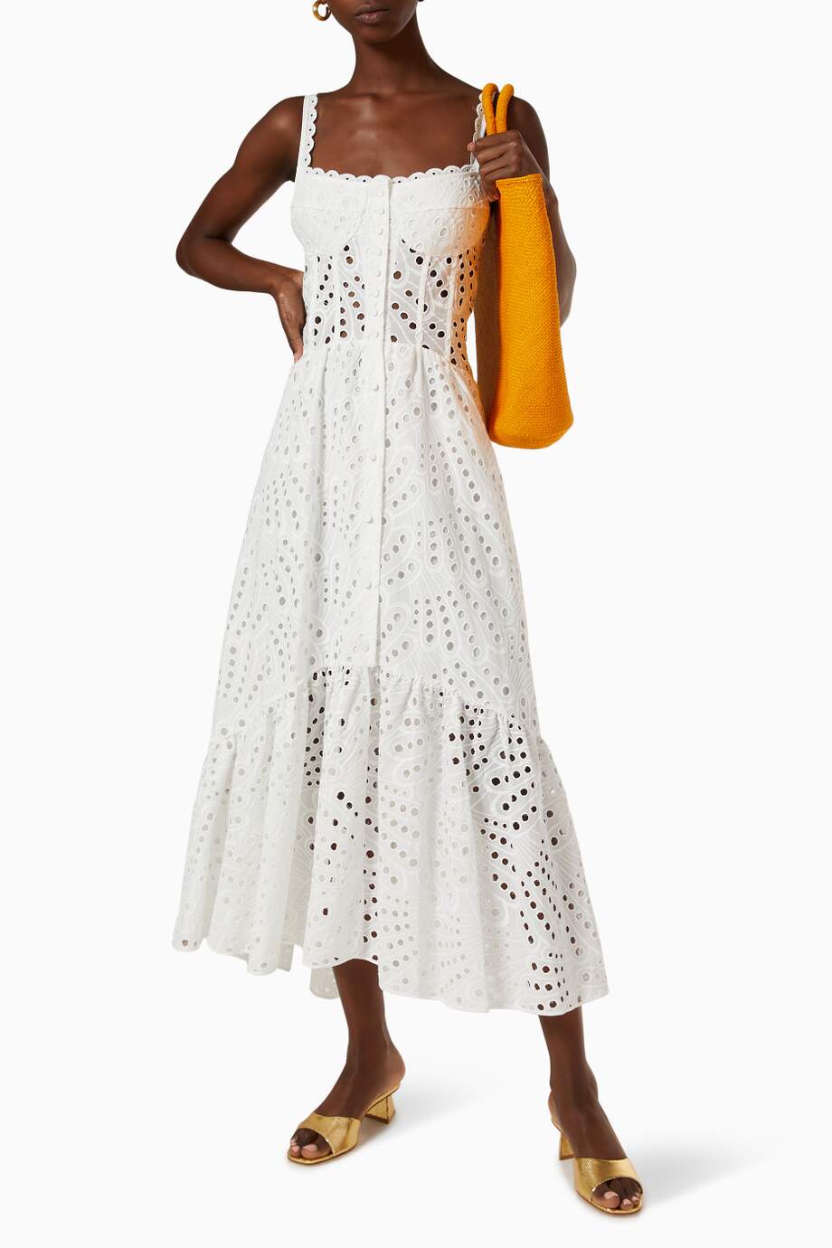 Embroidered Lace Midi Bustier Dress - Dolly