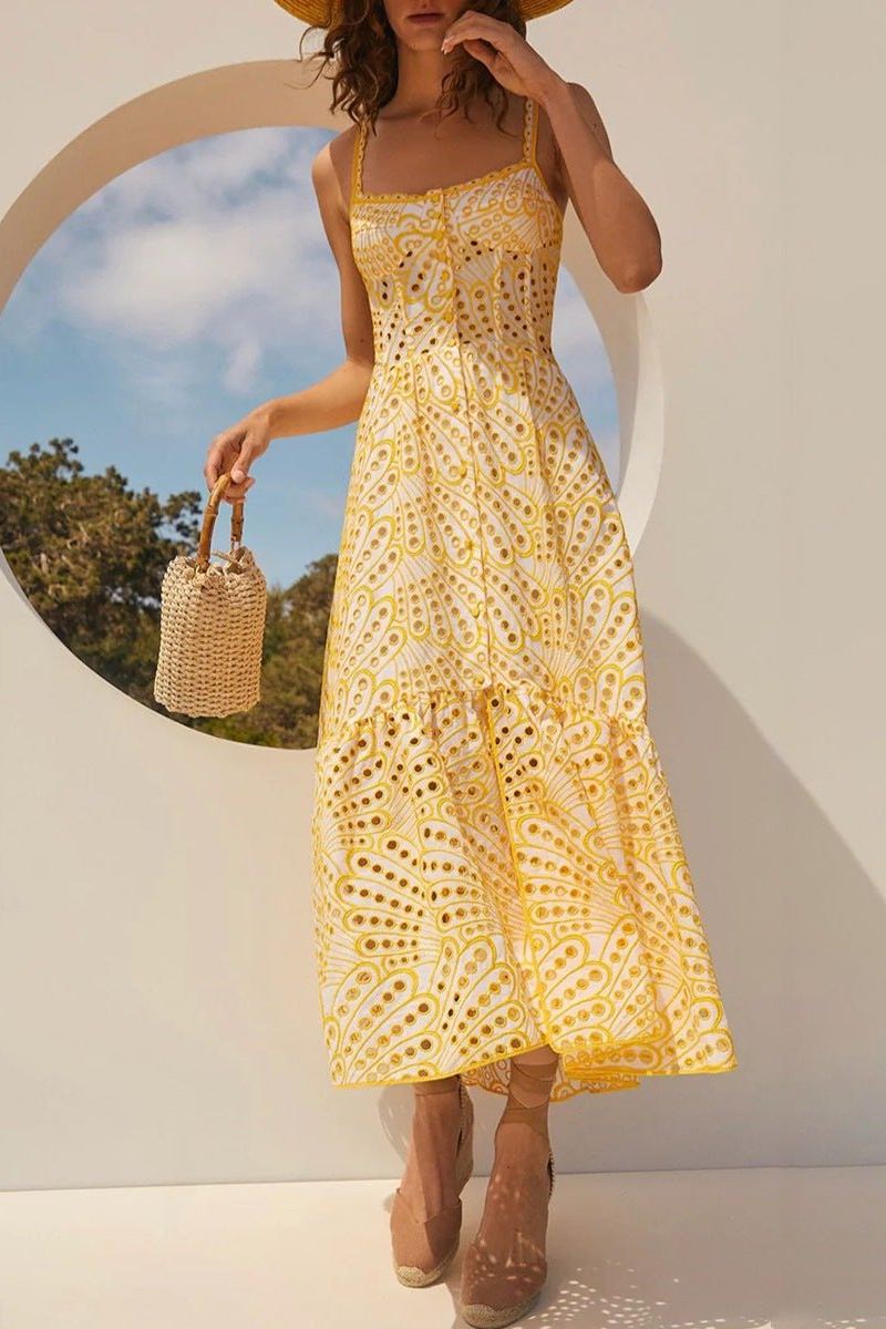 Embroidered Lace Midi Bustier Dress - Dolly