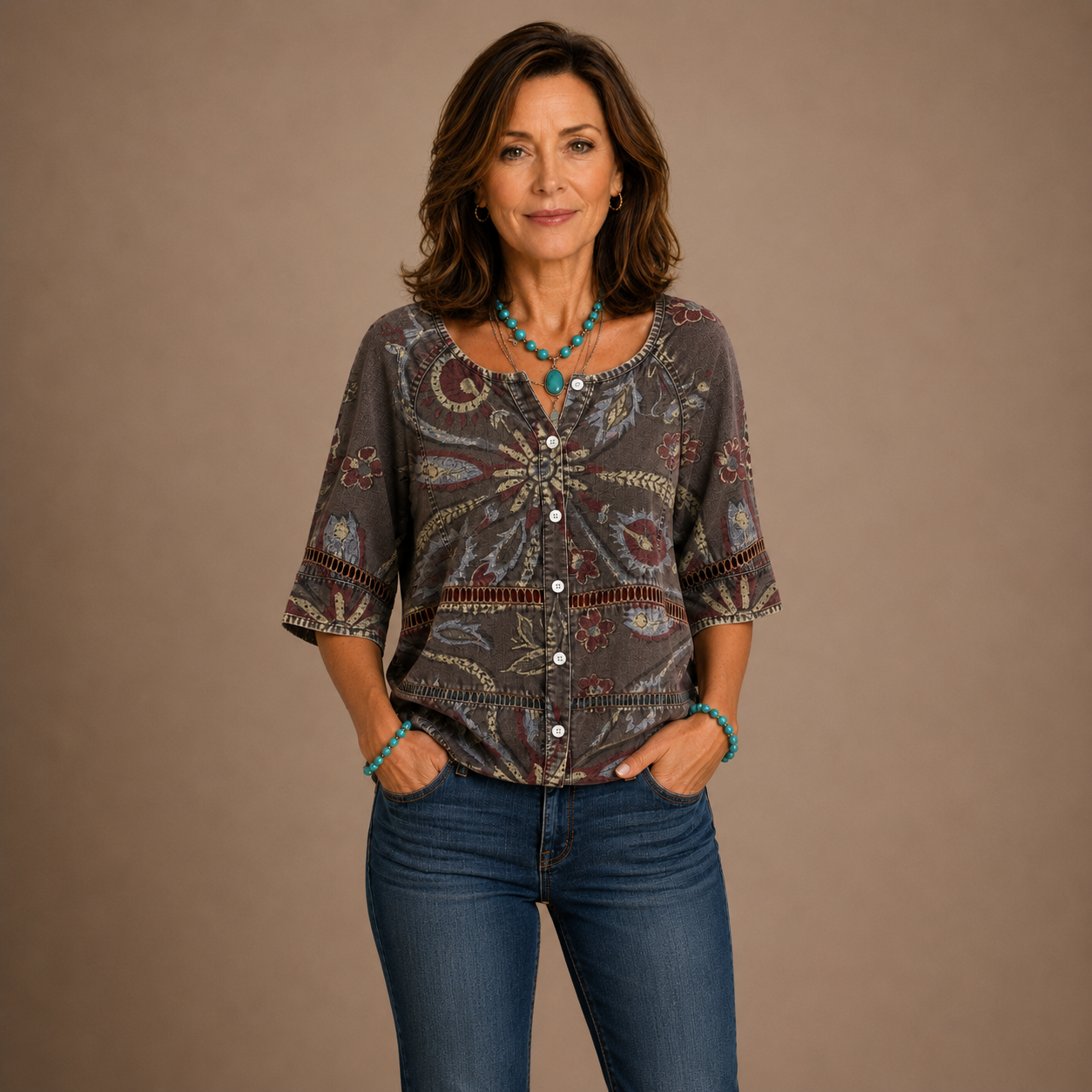Romina - Vintage Floral Print Blouse
