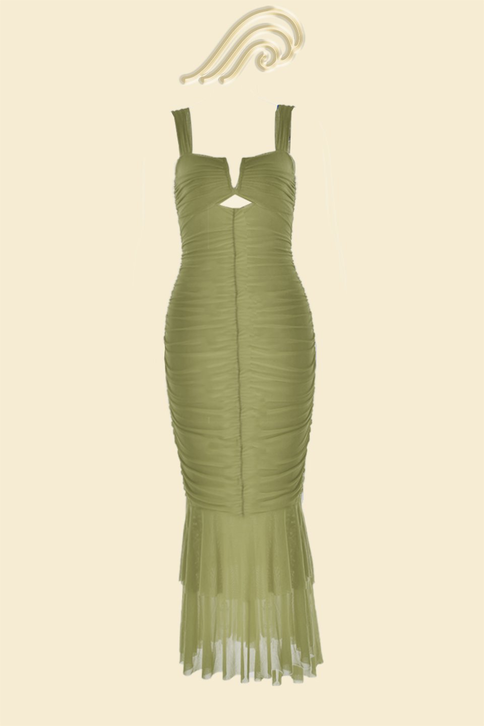 Ethel Flared Midi Dress with Gathered Mesh Details