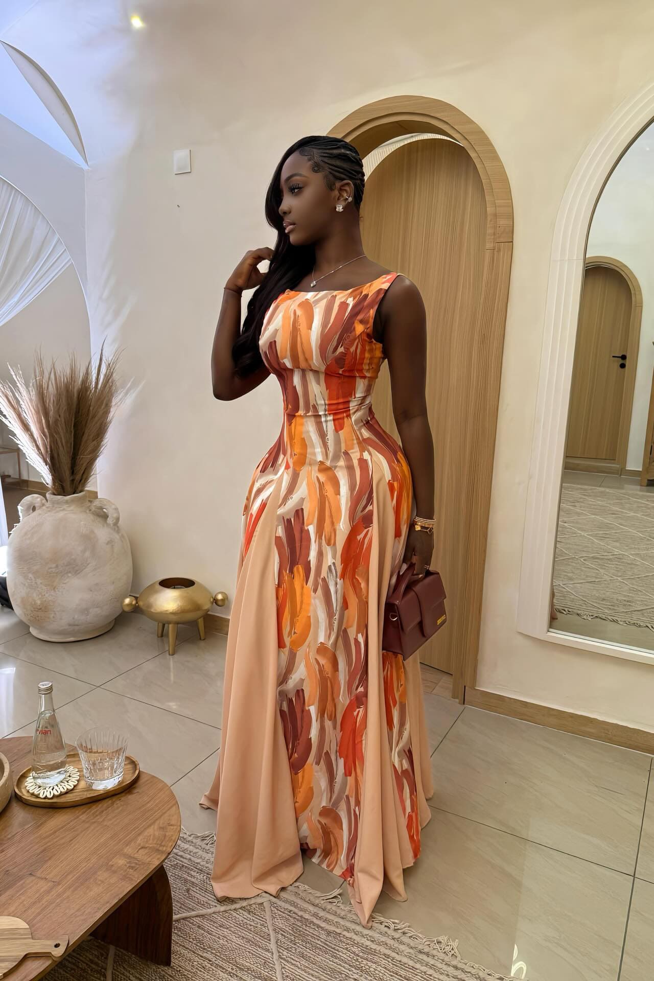 Maxi Dress with Artistic Print