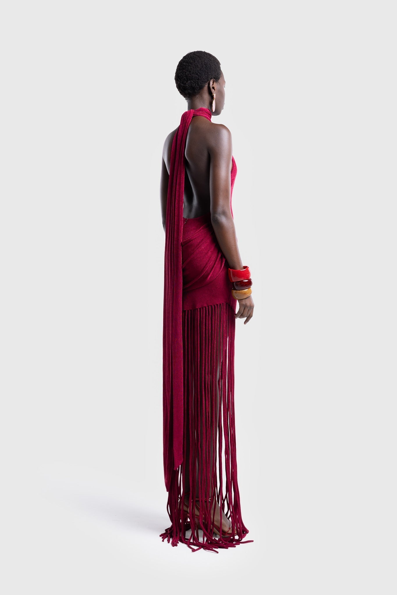 Shane - Fringe Halter Maxi Dress