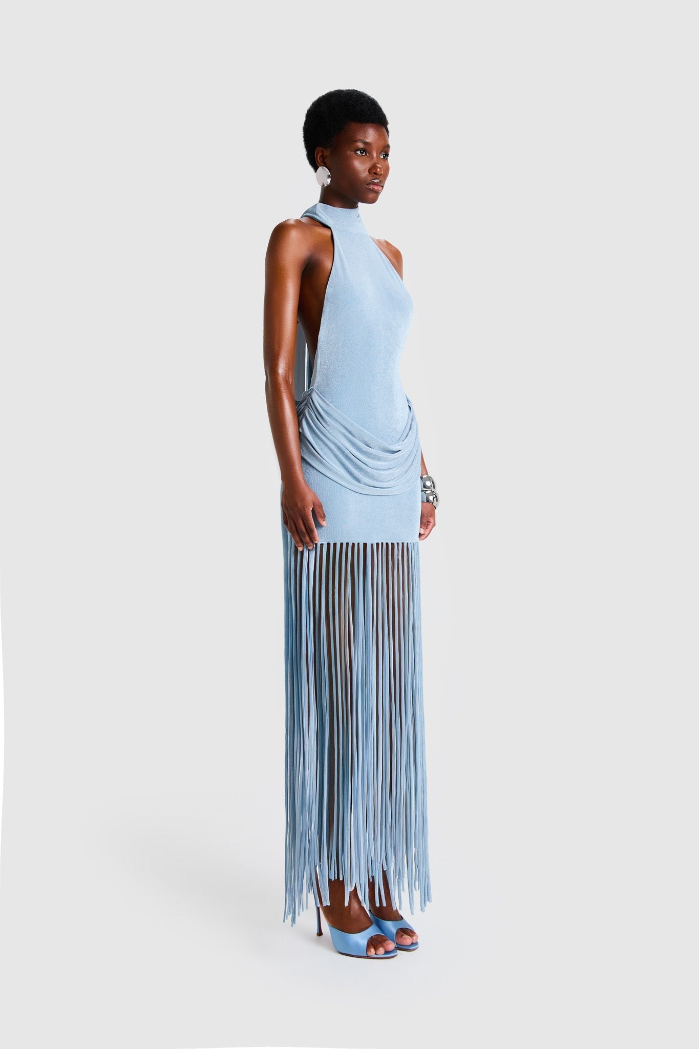 Shane - Fringe Halter Maxi Dress