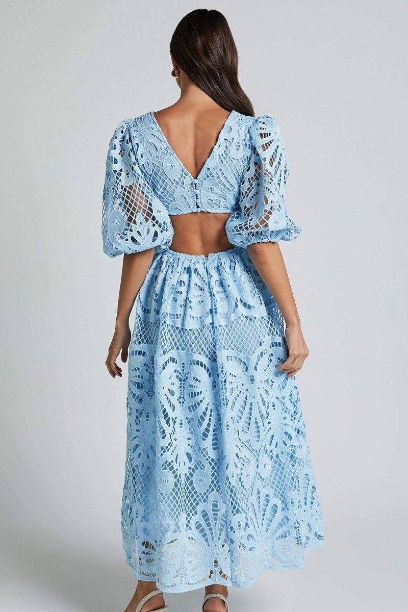 Embroidered Lace Cut-Out Midi Dress by Sandra