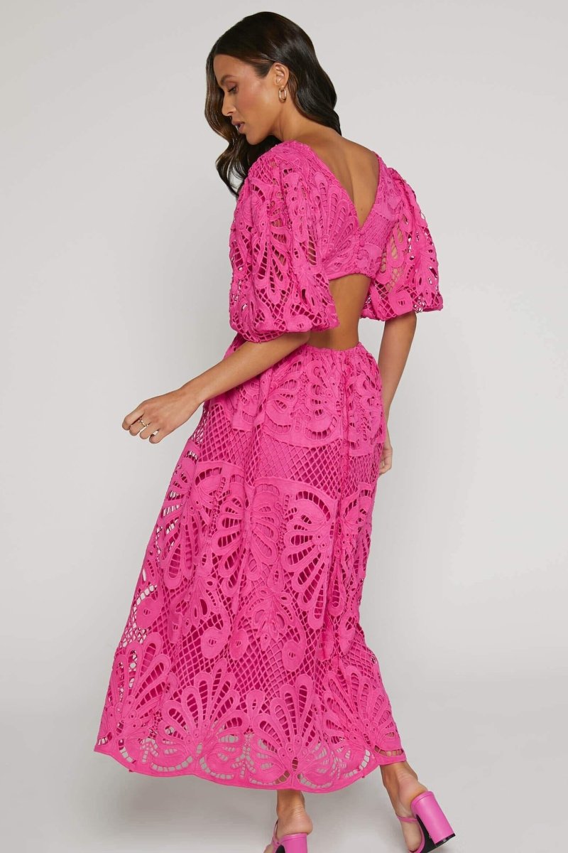 Embroidered Lace Cut-Out Midi Dress by Sandra